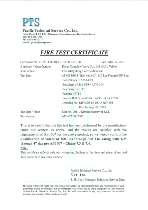 Fire Test Certification